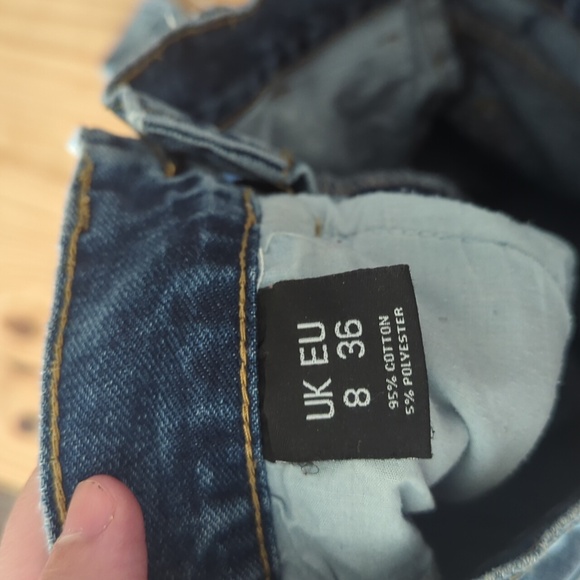Pretty Little Thing tall blue wash denim frayed jeans size 8 - Picture 7 of 9